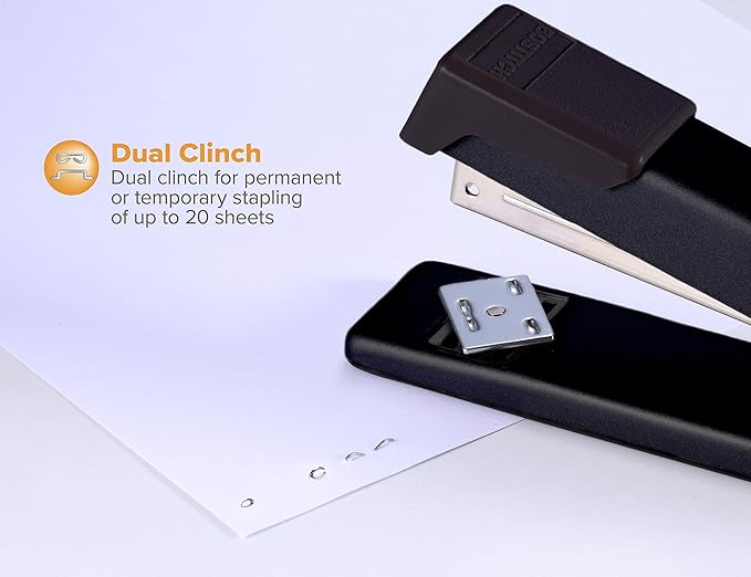 Bostitch Office Classic Metal Desktop Stapler, 20 Capacity, Dual Clinch - Image 2
