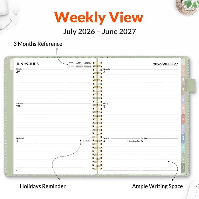 SUNEE 2026-2027 Weekly & Monthly Planner 9"x11.2" - Image 3