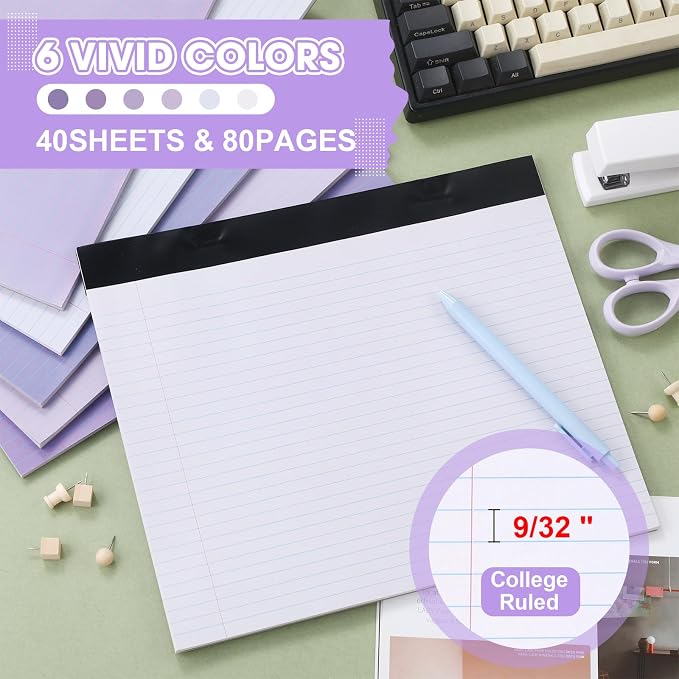Lincia 6 Pcs 11" x 9.5" Legal Pads College Ruled Notepad Landscape Notebook - Image 3