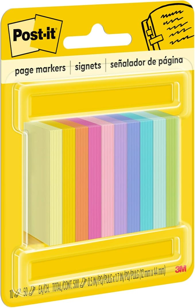 Post-it Page Markers, 1/2 in x 2 in, 50 Markers/Pad, 10 Pads - Image 3