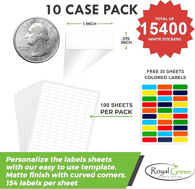 White Rectangular Labels + Bonus Color Stickers - Image 2