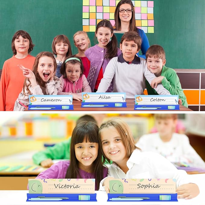 MJOGGOTT 24Pcs Classroom Desk Name Plates Holder Index Cards Storage, School - Image 6
