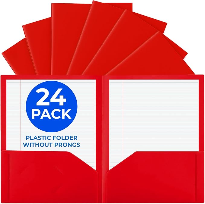 24 Pack Red Plastic Folders by EPI