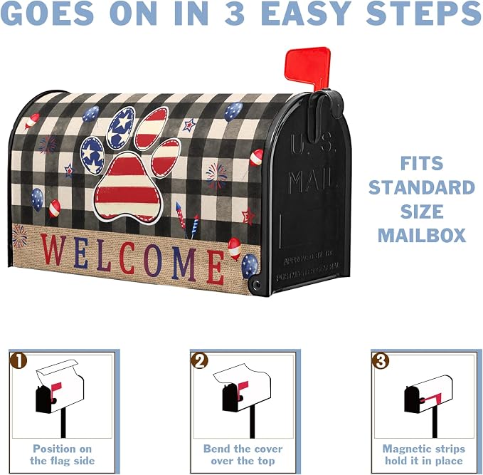 Welcome Patriotic Mailbox Covers Magnetic Standard Size 4th of July Mailbox - Image 6