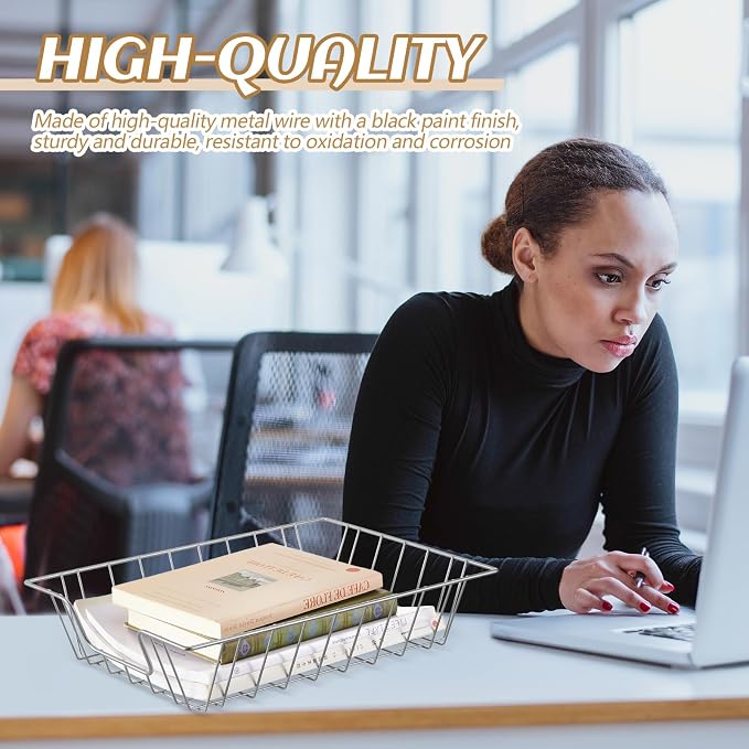 Yeaqee 6 Pcs Letter Tray Wire Paper Trays Stackable File Desk Organizer Metal - Image 5