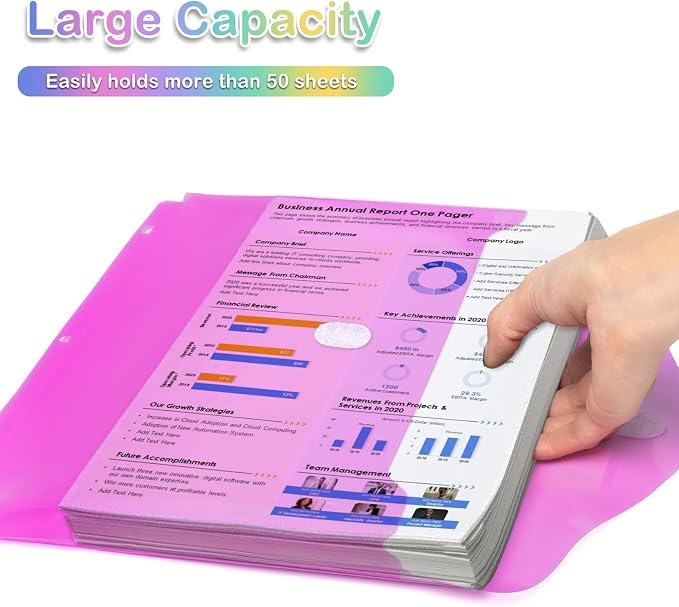 Nicecho Binder Pocket, 10 Pack Super Heavyweight Plastic Folders - Image 4