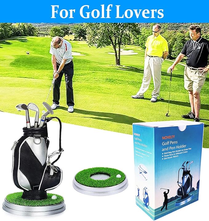 Golf Gifts for Men - Ideal Stocking Stuffers for Adults, White Elephant Gifts for Golfers, Dad, Him, Coworkers, Boss on Christmas & Birthday - Funny Golf Pen Holder, Home Office Decor Desk Accessories-DeskLoop Office