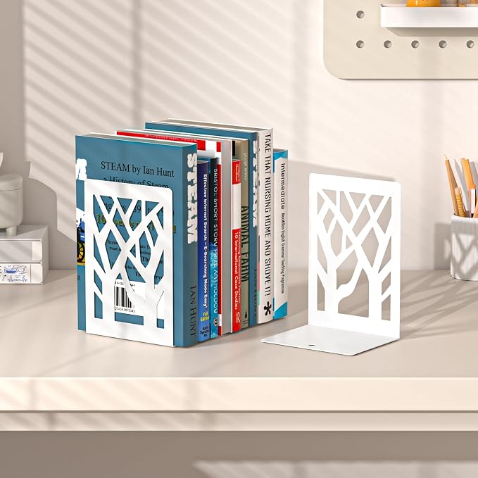 VFINE Withe Bookend 4-Piece, Tree Design Bookends - Image 5