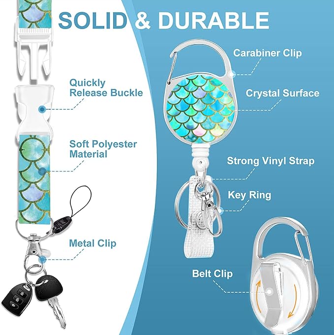 Badge Lanyard and ID Badge Holder, Retractable Badge Reels - Image 3