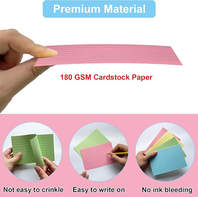 Colored Index Cards 4x6 Ruled, 160 Sheets Flash Cards - Image 4