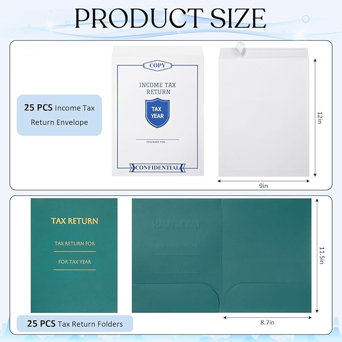 Skyygemm 50 Pcs 9 x 12 Inch Tax Return Envelopes and Tax Return Folders Set 25 - Image 2