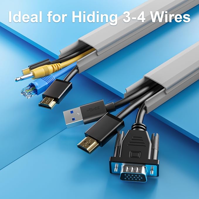 Yecaye TV Cord Hider, 42In Large Cable Hider Grey, Wire Covers - Image 4