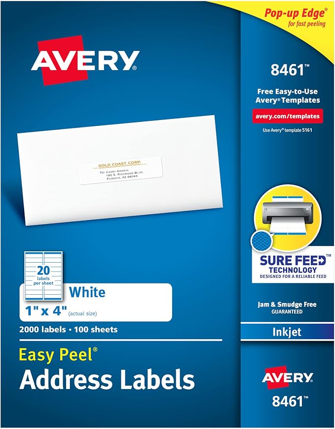 Avery Easy Peel Printable Address Labels, Sure Feed Technology, 000 Blank by Avery