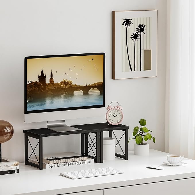 Honiter Desk Shelf Desktop Organizer 2 Tier Wood Small Bookshelf, Rustic Brown - Image 4