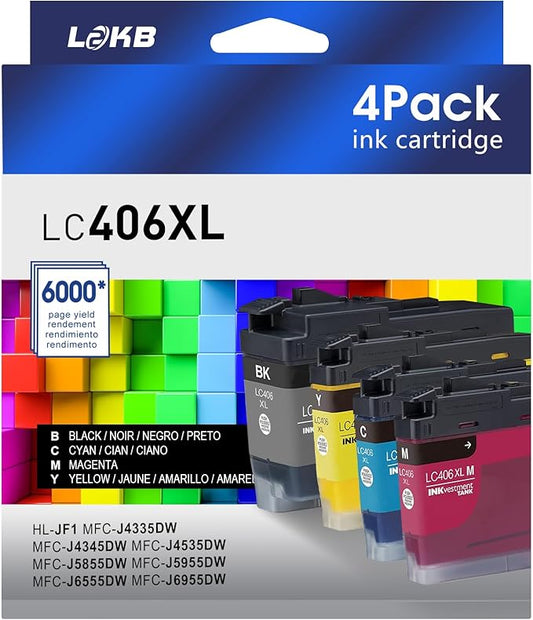 LC406XL Compatible Ink Cartridges Replacement for Brother LC406 Ink Cartridges to Use with Brother Hl-JF1 MFC-J4335DW, MFC-J4345DW, MFC-J4535DW, MFC-J5855DW MFC-5955DW MFC-J6555DW MFC-J6955DW-DeskLoop Office