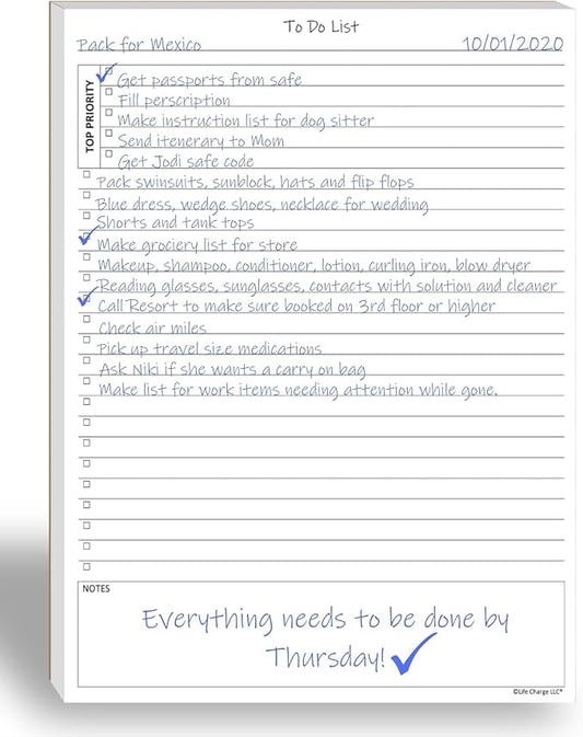 TO DO List Planner Notepad, 60 Page Planning Pad. Undated ToDo Checklist by LifeCharge