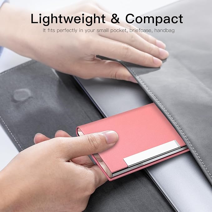 Padike Business Card Holder, Professional PU Leather & Stainless Steel Multi - Image 7