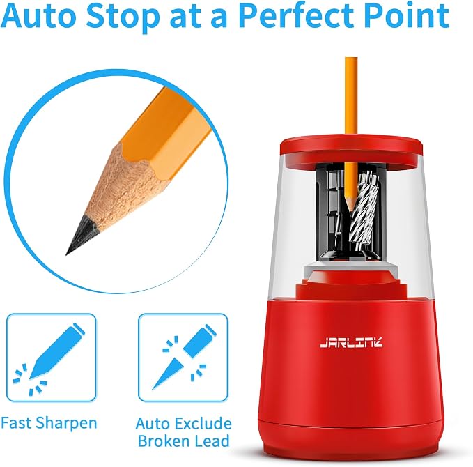 JARLINK Electric Pencil Sharpener, Heavy-Duty Helical Blade to Fast Sharpen - Image 3