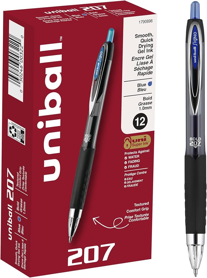 uniball 207 Retractable Gel Pens, Bold Point, 12 Pack by uni-ball