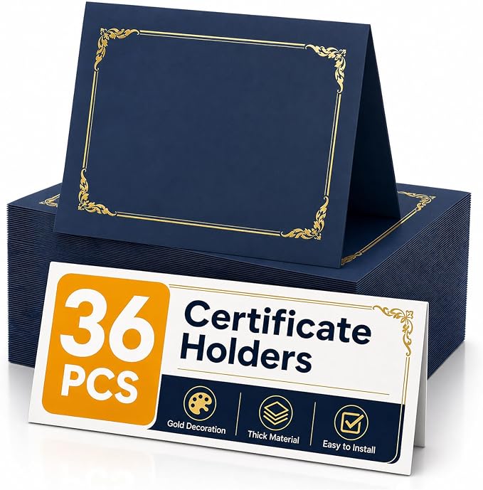 36 Packs Certificate Covers, 250gsm Navy Blue Diploma Holders by Unknown