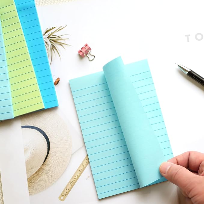 9 Pack Lined Sticky Notes with Lines 4X6 in Post, Aquatic Themed Colors Large - Image 4