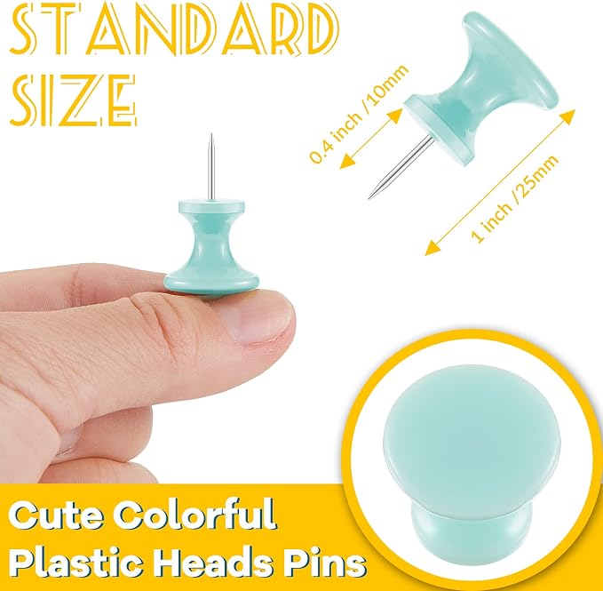 Outus 60 Pcs Giant Push Pins Jumbo Tacks 1/1.8inch Plastic Head - Image 2