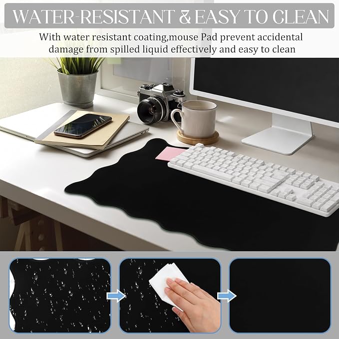 Hahafelt Scalloped Desk Mat Large Desk Pad Cute Coquette Table Mat Back to - Image 4