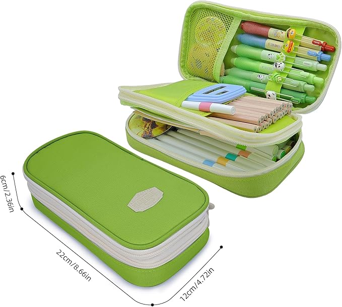 Large Capacity Pencil Case - Durable Zipper Aesthetic Pen Pouch, Big Storage Organizer for School, Office & Travel - Waterproof & Multi-Use (Fruit Green)-DeskLoop Office