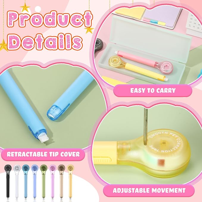 Gersoniel 25 Pack Correction Tape Pen Correctional Ink Tape Push Pull Protective - Image 4