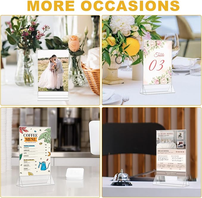 EHWINE 8 Pack Acrylic Sign Holder 8.5 x 11, Double Sided Clear Picture Frame - Image 6