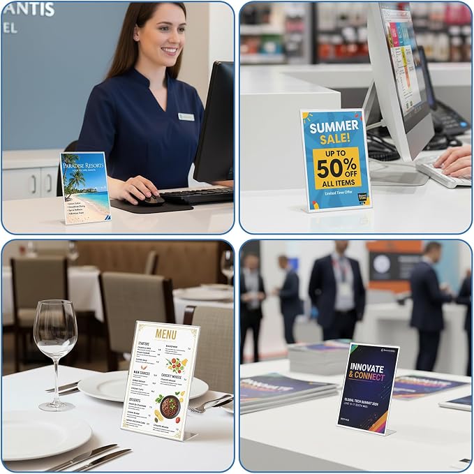 EHWINE 20 Pack Acrylic Sign Holder 4 x 6, L Shape Clear Plastic Display Stand - Image 6