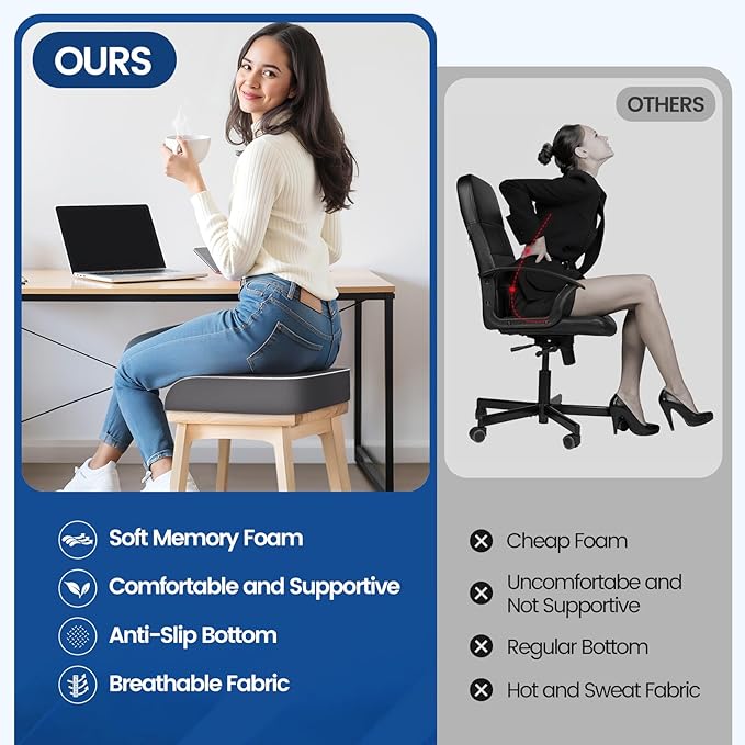 SweetSlubr Seat Cushion for Tailbone Pain Relief, Office Chair Cushion - Image 7