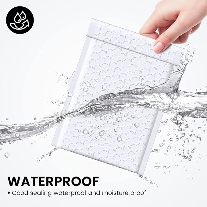 Fuxury White Bubble Mailers 4x8" 4000 Pack, Waterproof Padded Envelopes Self - Image 4
