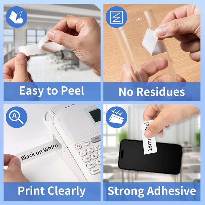 5 Pack TZE-241 Replacement for Brother Label Maker Tape 18mm 0.7 Laminated White - Image 7