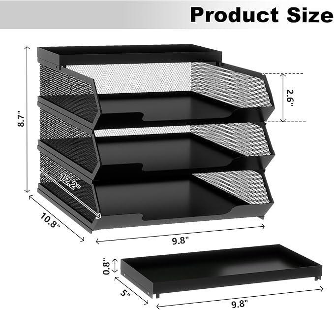 Natwind 3-Tier Stackable Metal Mesh Paper Organizer - Image 2