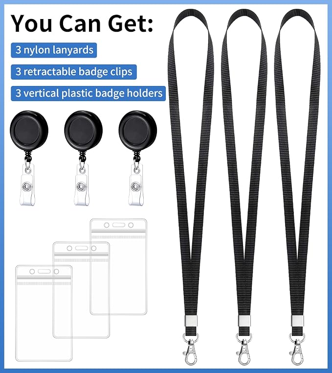 Teskyer Retractable Lanyards for ID Badges, 3 Pack | Durable Nylon Lanyard - Image 4