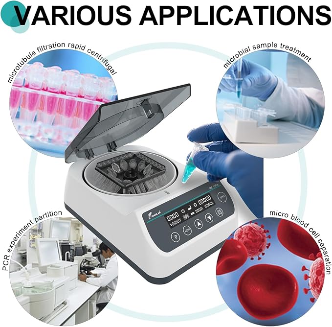 JOANLAB Lab High Speed Centrifuge Machine 12000rpm Bechtop Microcentrifuges 3 in 1 Rotor for 0.2/0.5/1.5/2mL Tube Capacity-DeskLoop Office