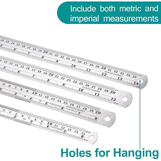 Metal Rulers, Steel Rulers Pack of 4, 14-inch Stainless Steel Ruler - Image 5