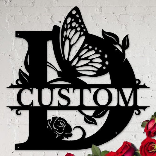 Personalized Custom Letter Name metal Signs, Custom Black Letter Monogram Wall by Casebrick