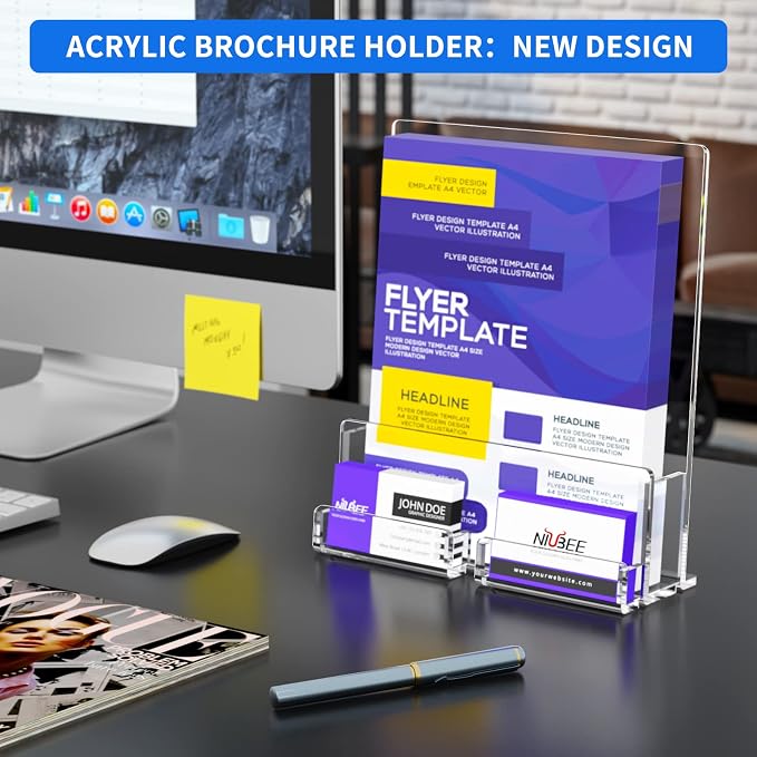 NIUBEE 2-Pack Acrylic Brochure Holder 8.5*11 inches, Plastic Flyer Display Stand - Image 5