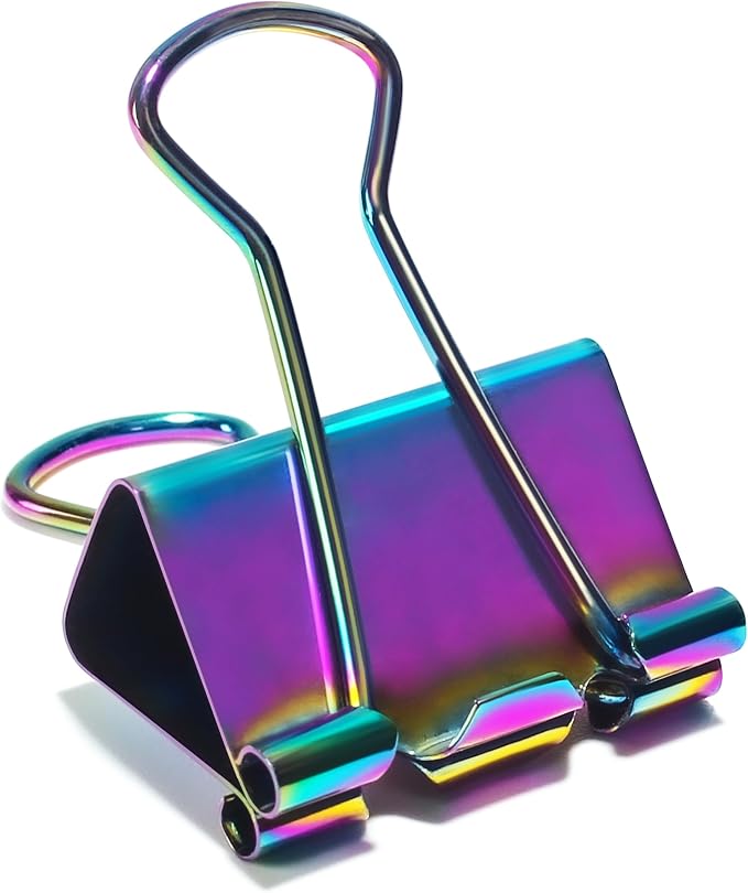 10 Pcs Rainbow Paper Clamps, Medium Binder Clips, 1 Inch Length by Unknown