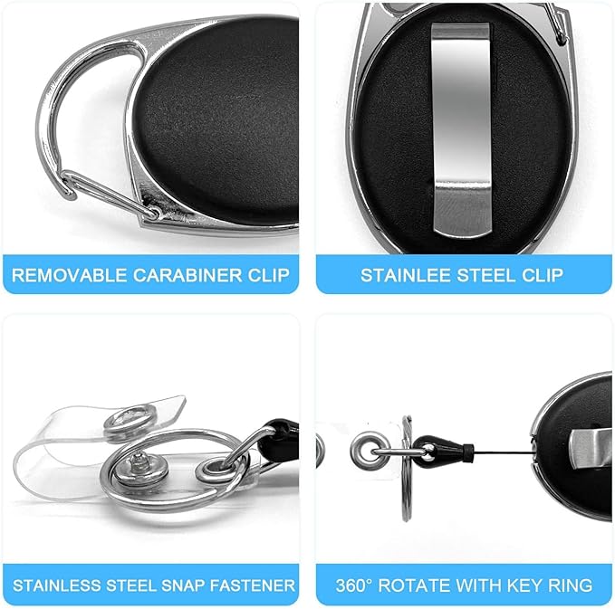 Teskyer Badge Reel, 2 Pack Retractable Badge Holders - Image 3