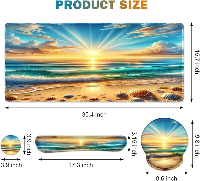 Gaming Mouse Pad, Large Desk Mat, Cute Desk Pad Protector, 4in1 XXL Mousepad + - Image 3