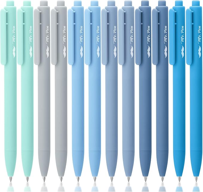 Mr. Pen- Retractable Gel Pens, 12 Pack, Sky Blue Barrel | Fine Point 0.5mm by MrPen