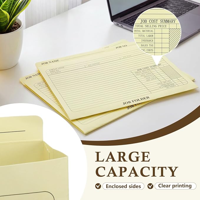 Maitys 50 Pack Expandable Job Folder 12" x 10" Heavy Duty Manila File Jackets - Image 5