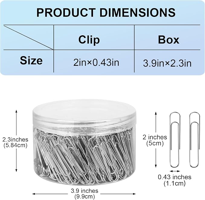 280 Pcs Large Paper Clips, 2 Inch Jumbo Paper Clips, Stainless Steel Large - Image 2