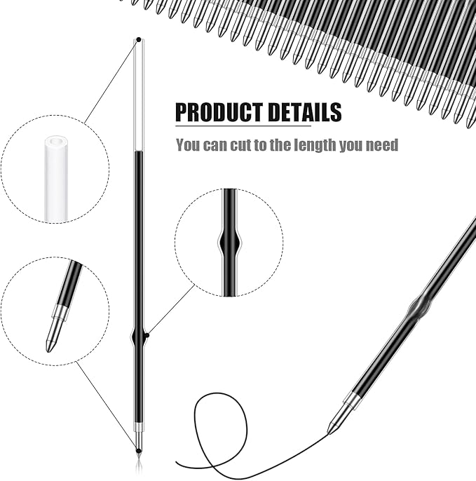 Outus 60 Pcs 0.7 mm Black Retractable Pen Refills Bulk 4.2inch Replacement - Image 4