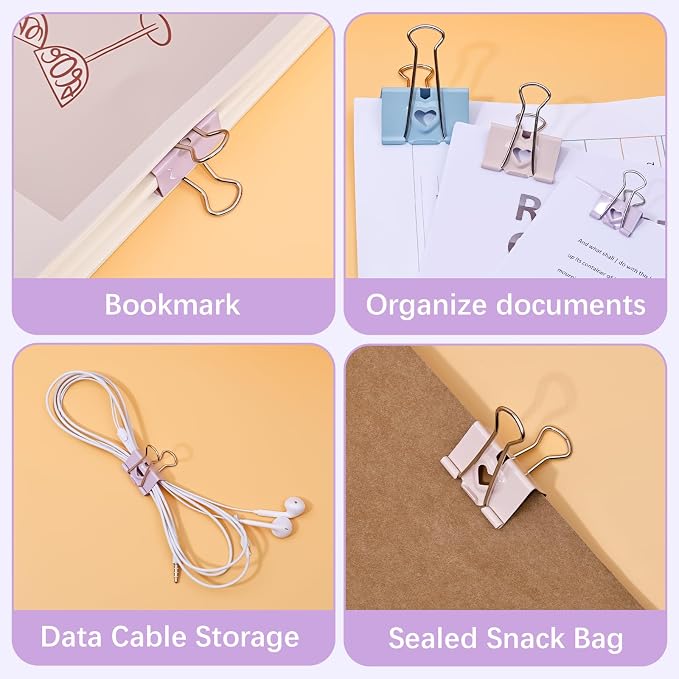 BAYTORY 24Pcs Pastel Binder Clips, 1.25 Inch Medium Binder Clips, - Image 4