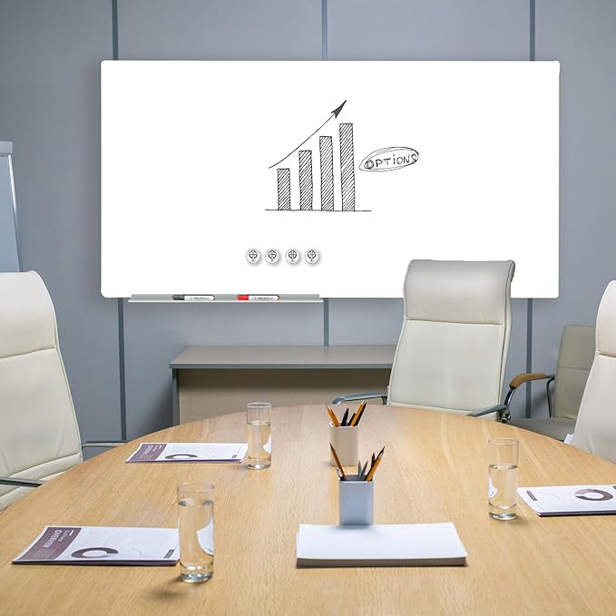 J&J worldwide Glass Whiteboard, Magnetic Brilliance White Dry Erase Board 36" x 60" Invisible Mount, Includes Markers, Marker Tray, Eraser for Wall, Office, Home, School-DeskLoop Office