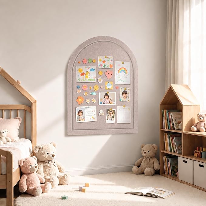 Arched Felt Bulletin Board, Sized 24" x 18" Cork Board Alternative Grooved Edge - Image 8